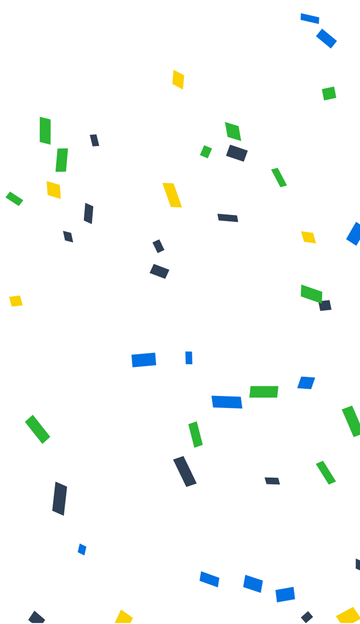 Colorful confetti pattern on a white background